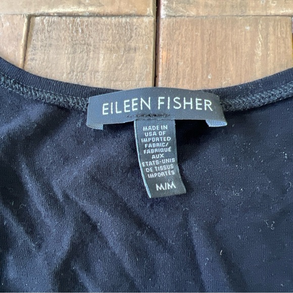Eileen Fisher Tunic Medium Black Swing Scoop Neck Short Sleeve Preppy Casual - Picture 2 of 7